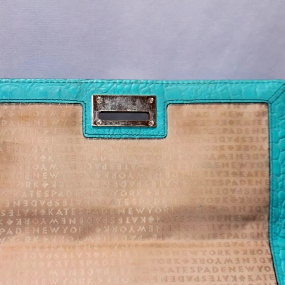 Kate Spade New York Turquoise Crocodile Print Leather Shoulder Bag